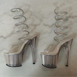Pleaser Silver Spiral Platform Heels New Size 5